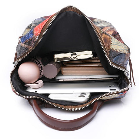 Leather Rucksack Women&#39;s Knapsack Travel Backpacks Shoulder School-BS00053-Veeddydropshipping