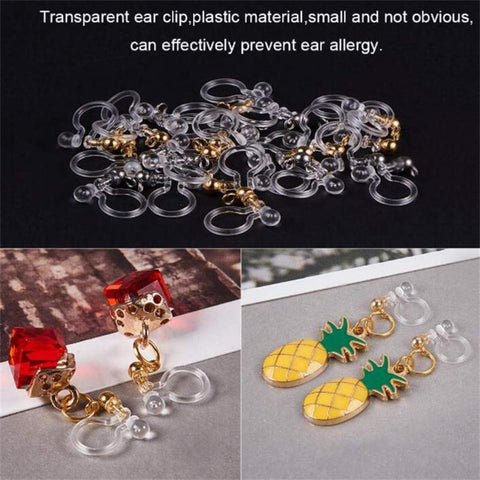 U Type Stainless Steel Clip Painless Resin Earring Components-JW01607-Veeddydropshipping