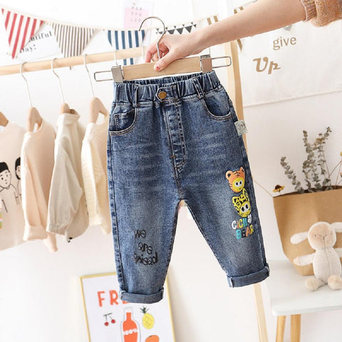 Fashion Cartoon Kids Clothes Boys Elastic Jeans Pants Baby Toddler Girl-TB01250-Veeddydropshipping