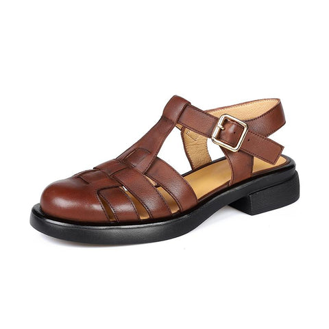 Leather Luxury Roman Sandals Casual Buckle Strap Summer-BS00854-Veeddydropshipping