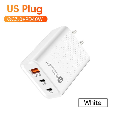 60W PD USB Charger Fast Charge USB Type C Charger 3Ports Mobile Phone Adapter-PA00362-Veeddydropshipping