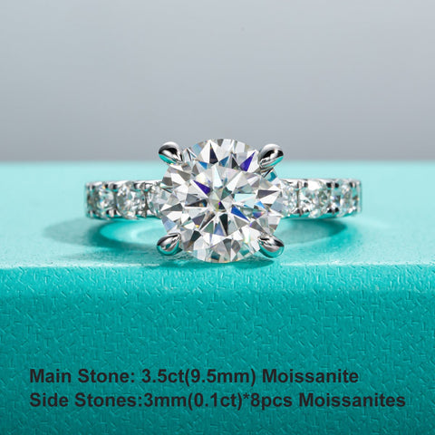 4.3cttw D Color Moissanite Engagement Rings 925 Sterling Silver-JW00002-Veeddydropshipping