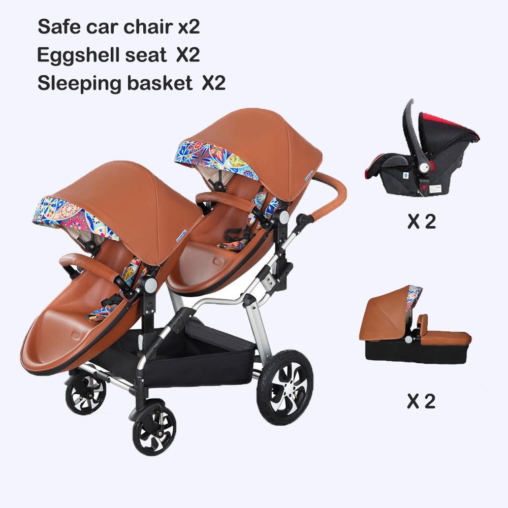 Free Shipping 3in1 Luxury Twin Baby Stroller High Landscape-TB00392-Veeddydropshipping