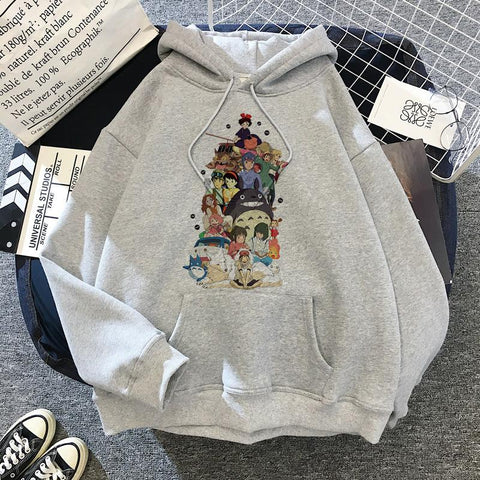 Japanese Anime Cartoon Totoro Hoodie Women Kawaii Hoodeis Miyazaki-TB01325-Veeddydropshipping
