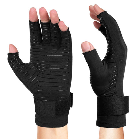 1 pair Arthritis Gloves Compression Gloves with Strap Fingerless Glove Hand Wrist Support-OS01043-Veeddydropshipping