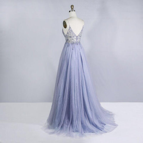 Beaded Crystal Long Sexy Prom Dresses-Veeddydropshipping
