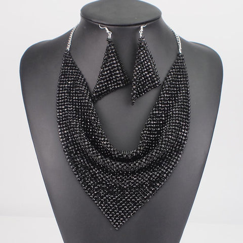 Metal Slice Bib Choker  Wedding Fashion Jewelry Sets -JW00348-Veeddydropshipping