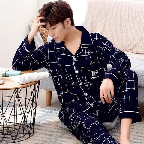 Pieces Lounge Sleepwear Pyjamas Plaid spring Bedgown Home Clothes-MF01660-Veeddydropshipping