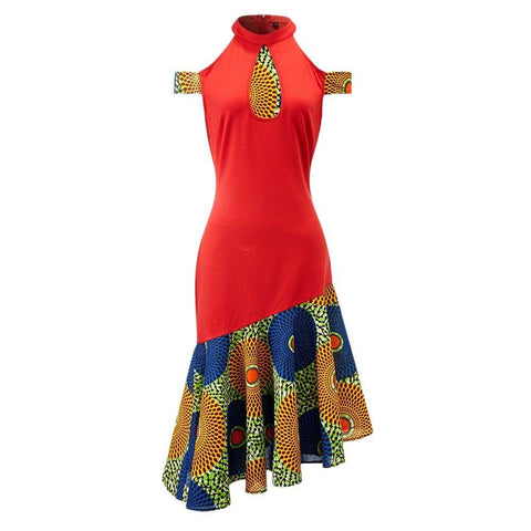 African Women Sexy Off Shoulder Dress-WF01663-Veeddydropshipping