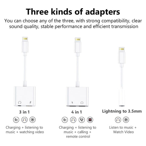 For Lightning to 3.5mm 2 in 1 Earphone Audio Adapter For iPhone 11 12 Pro 7 8 Plus X-PA00990-Veeddydropshipping