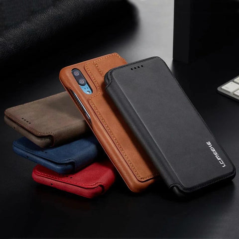 Luxury Leather Flip Cover Case for Huawei P20 P30 P40 Pro Lite Thin Slim with Card Slot-PA00302-Veeddydropshipping