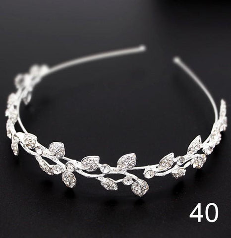 Flower Diamante Crystal Pearl Headband Rhinestone Wedding  -JW00538-Veeddydropshipping