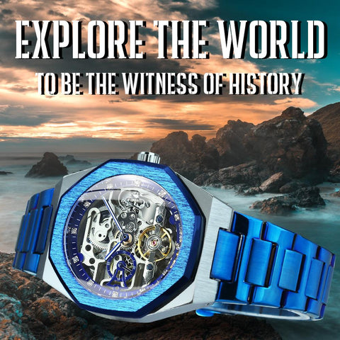 Mechanical Watch for Men Automatic Steel Strap Skeleton-JW00616-Veeddydropshipping