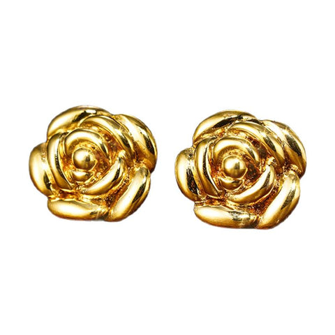 18K Gold Stud Earrings Women Gold Luxur Dimensional Rose Gifts -JW00087-Veeddydropshipping