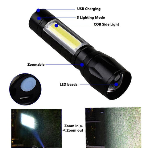 Portable Rechargeable Zoom LED Flashlight XP-G Q5 Flash Light Torch-TI00780-Veeddydropshipping