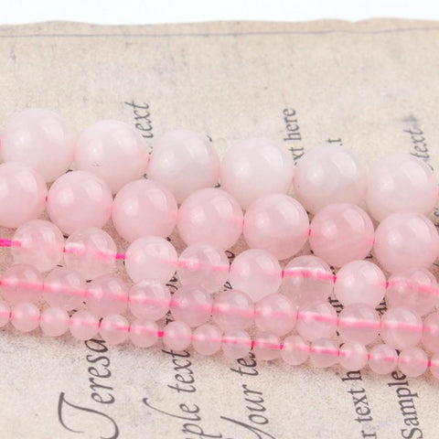 Natural Stone Beads Pink Rose Quartz Crystal Round Beads-JW01528-Veeddydropshipping