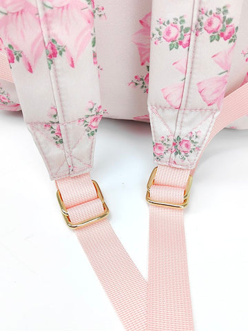 backpack Large Capacity Pink Printed Bow Female Travel Bag-BS00333-Veeddydropshipping
