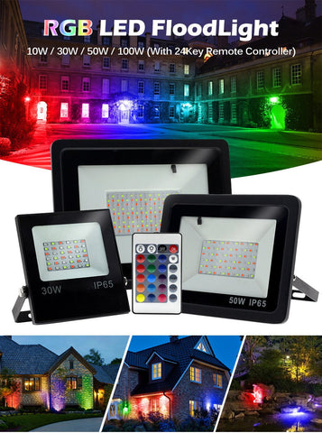 RGB Led Floodlight 10W 30W 50W 100W AC220V Flood Light Outdoor Wall-TI00866-Veeddydropshipping