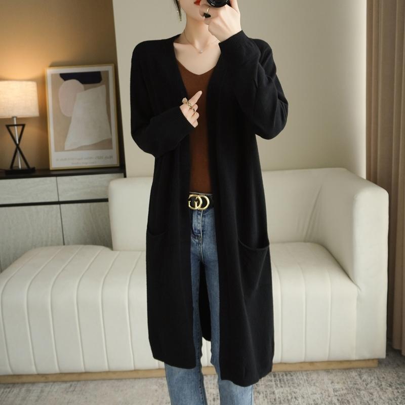 Women Cashmere Casual Long Knitted Cardigan sweater coat-Veeddydropshipping
