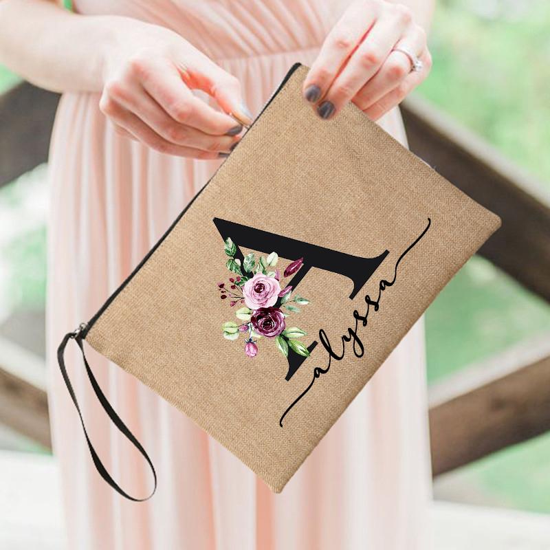 Cosmetic Bag Women Neceser Makeup Bag Linen Zipper Pouch-BS00089-Veeddydropshipping