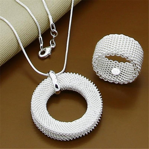 925 Sterling Silver Snake Chain Jewelry Sets Necklace Earrings Sets- JW00267-Veeddydropshipping