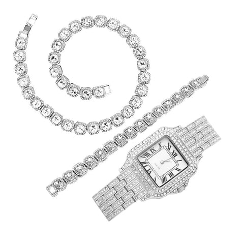 Luxury Watch  Chains Bracelet Necklace Jewelry Watch Set -JW01067-Veeddydropshipping