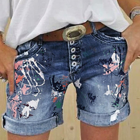 Women jeans high-waisted denim shorts-WF00476-Veeddydropshipping