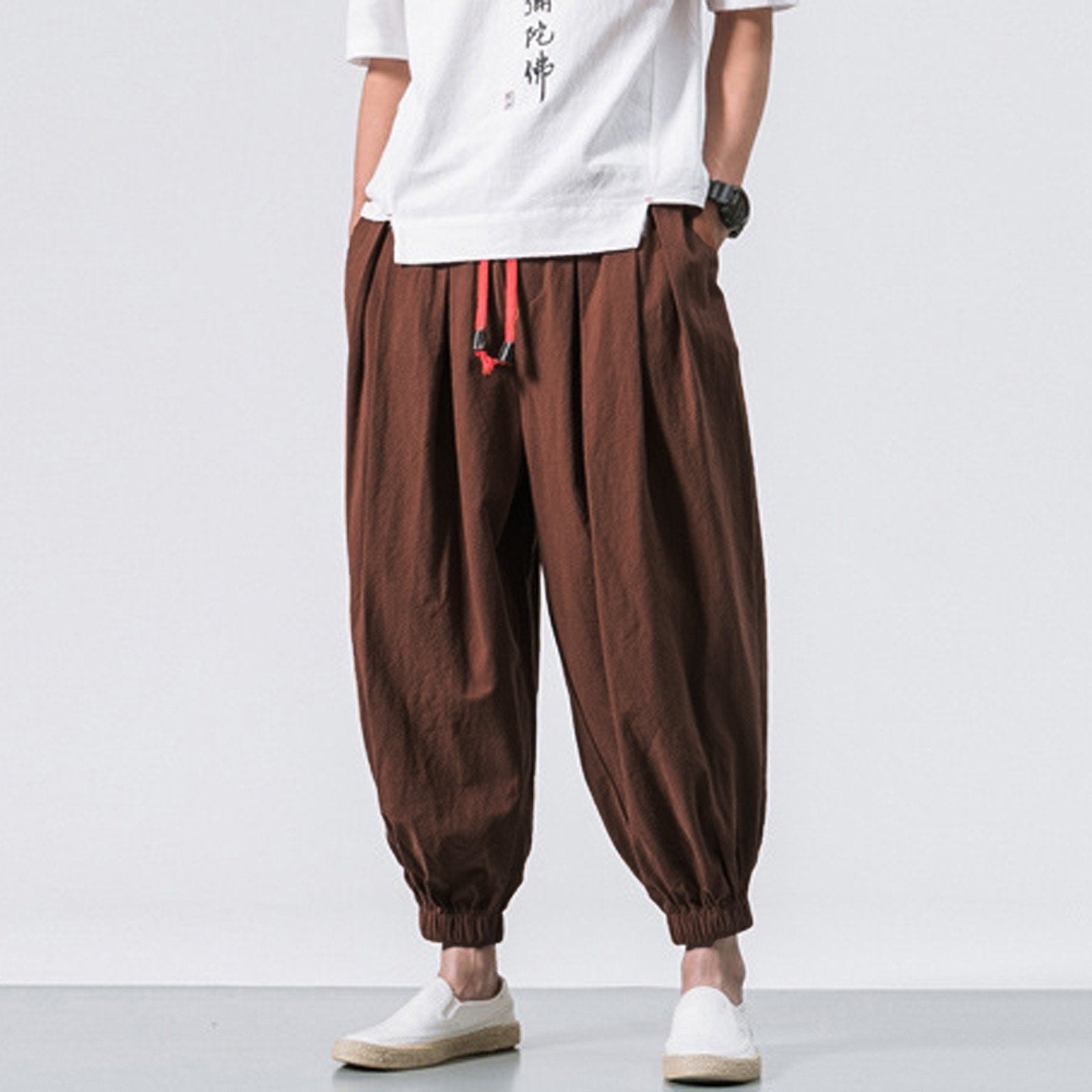 Linen Casual Solid Colors Loose Trousers Breathable-Veeddydropshipping