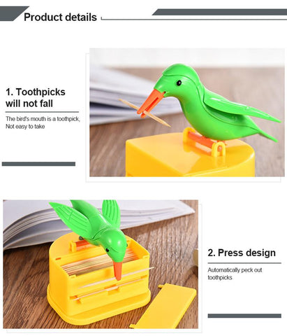 Cute Little Bird Toothpick Container Automatic Toothpick-HA00819-Veeddydropshipping