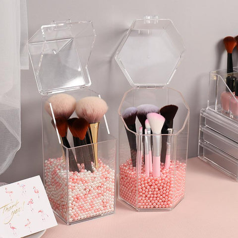Pearl Cosmetic Brush Holder Acrylic Cosmetic Container-HA00832-Veeddydropshipping