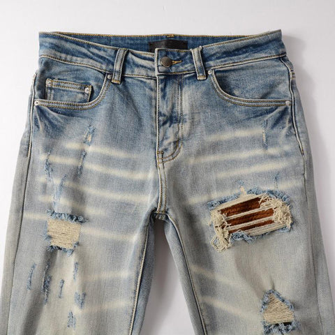 Distressed Blue Streetwear Skinny Stretch Destroyed Holes-MF00584-Veeddydropshipping