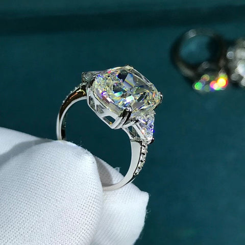 100% 925 Sterling Silver  Moissanite  Diamonds Wedding Engagement Ring-JW00100-Veeddydropshipping