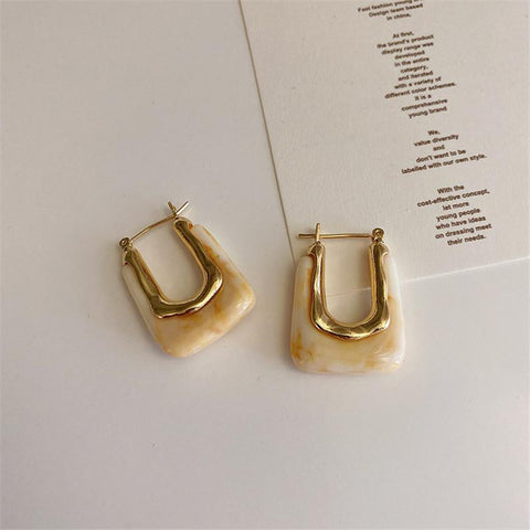 Trendy Transparent Earrings  Geometric Metal Acrylic Earrings Jewelry-JW01442-Veeddydropshipping