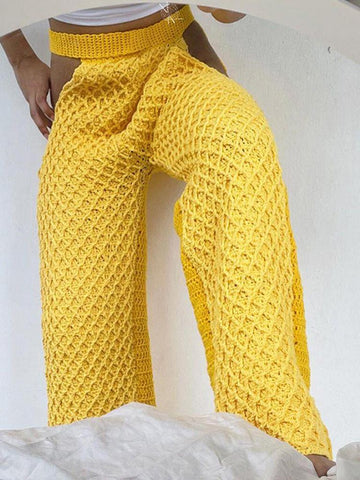 Sexy Cut Out Knitted Loose Pants Women-Veeddydropshipping