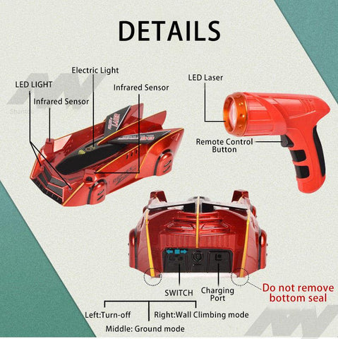 RC Car Stunt Infrared Laser Tracking Wall Ceiling Climbing Vehicle Toys For Children-TB01433-Veeddydropshipping
