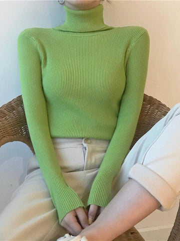 Women Pullover Turtleneck Sweater Autumn Long Sleeve-WF00003-Veeddydropshipping