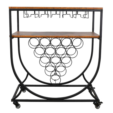Munich Bar Cart with Wine Rack-HA01653-Veeddydropshipping