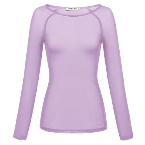 T-shirt For Women Sexy Mesh See-Through Long Sleeve-WF00314-Veeddydropshipping