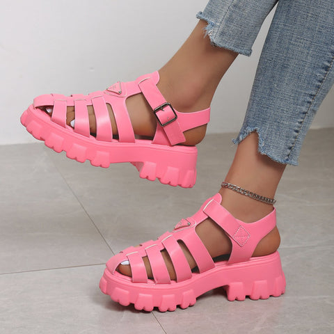 Bottom Roman Womens Sandals Buckle Womens Shoes Non-slip-BS00823-Veeddydropshipping