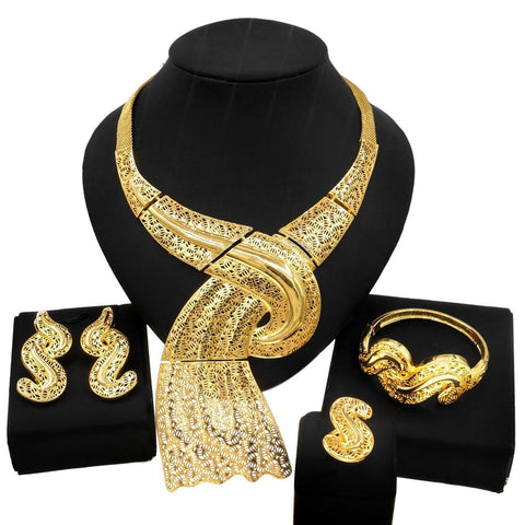 Fashion Woman Necklace Jewelry Set Gold Plated Pendant Wedding -JW00331-Veeddydropshipping