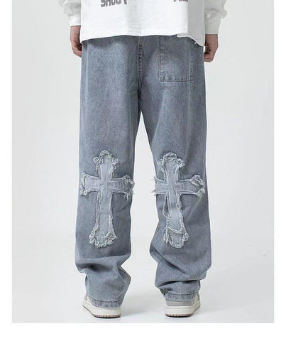 Denim Pants Streetwear Hip Hop Low Rise Baggy Jeans For Men-MF00447-Veeddydropshipping