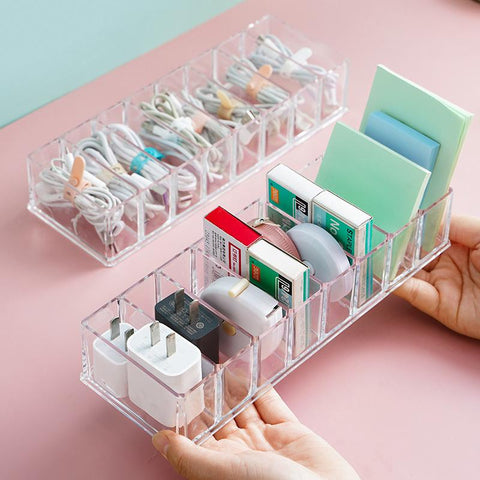 Desktop data cable storage box transparent mobile phone power cable charger earphone organizing-PA00873-Veeddydropshipping