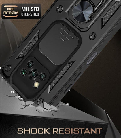 For Xiaomi Pocophone Poco X3 NFC Case Camouflage Magnetic Car Holder Ring Shockproof Armor-PA00308-Veeddydropshipping