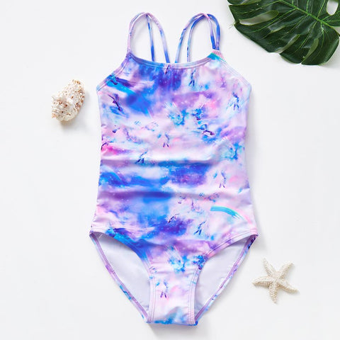 2022 New Girls Swimsuit One Piece Girls Swimswear Tie Dye Swimwear Large -OS00171-Veeddydropshipping
