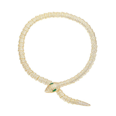 Sterling Silver  Snake-shape Charm  Serpenti-shape Necklace -JW00080-Veeddydropshipping