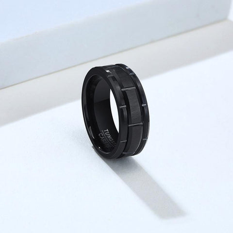 PATTERN WEDDING IN BLACK CARBIDE MEN RING  -JW00398-Veeddydropshipping