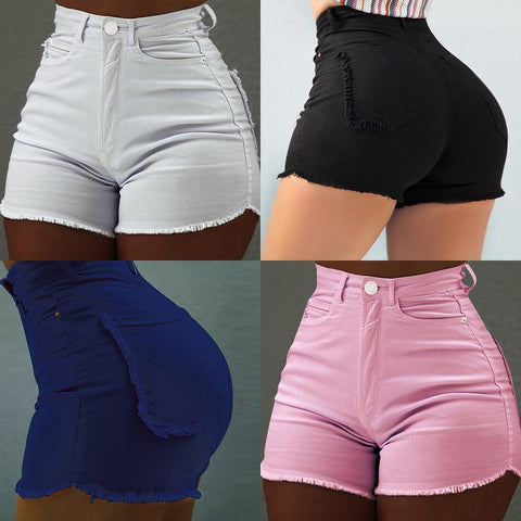 Slim Pocket Shorts Fashion Women Denim Pants-WF00395-Veeddydropshipping