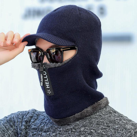Men Winter Warm Wool Hat Outdoor Cycling Ear Protection Warm Thicken Bicycle -OS01115-Veeddydropshipping
