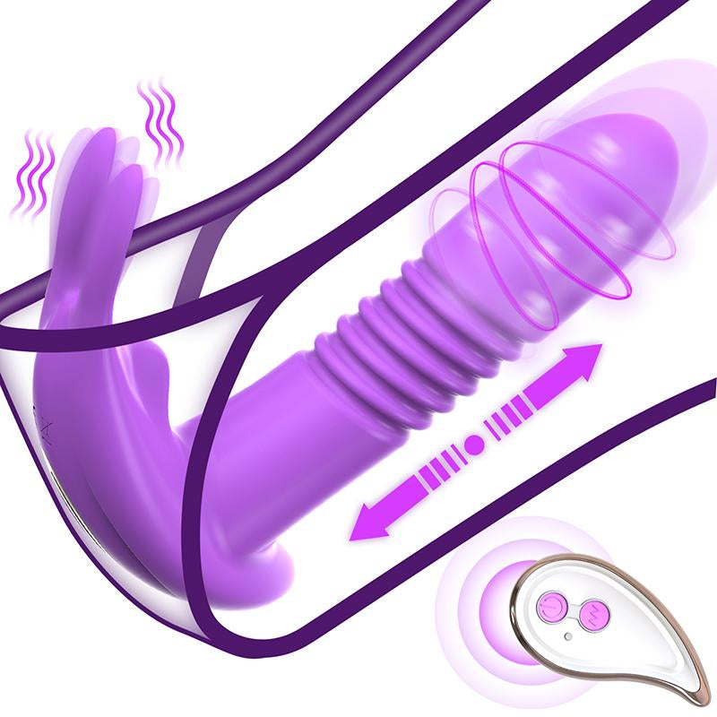 Rotating Vibrator Thrusting Dildo Telescopic Remote Masturbator Female Vagina -BH01248-Veeddydropshipping