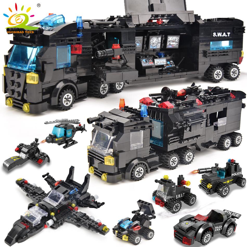 HUIQIBAO SWAT Police Station Truck Model Building Blocks City Machine-TB01474-Veeddydropshipping